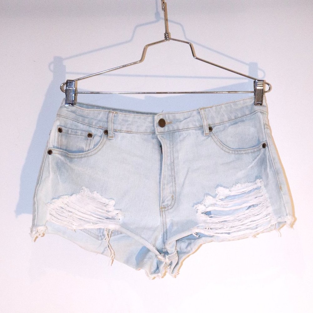 High Waisted Light Wash Jean Shorts